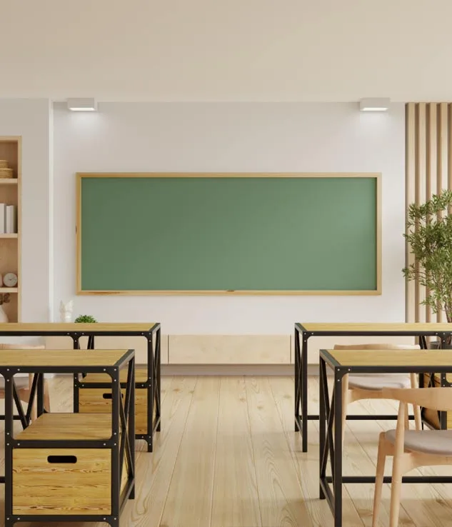 Clean, empty early-learning classroom